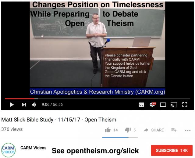 Calvinist Matt Slick changes position on timelessness